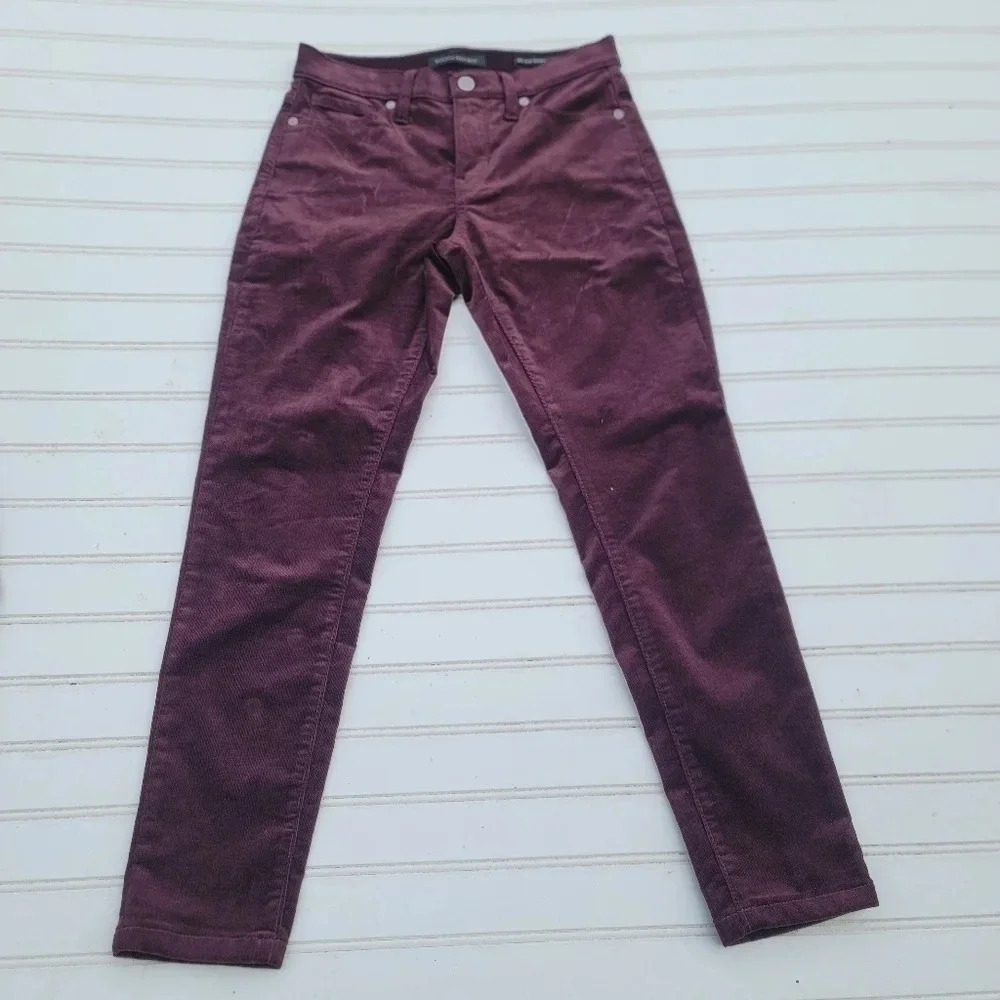 $119 Banana Republic Mid Rise Skinny Ankle Corduroy Jeans Bordeaux Burgundy 25P